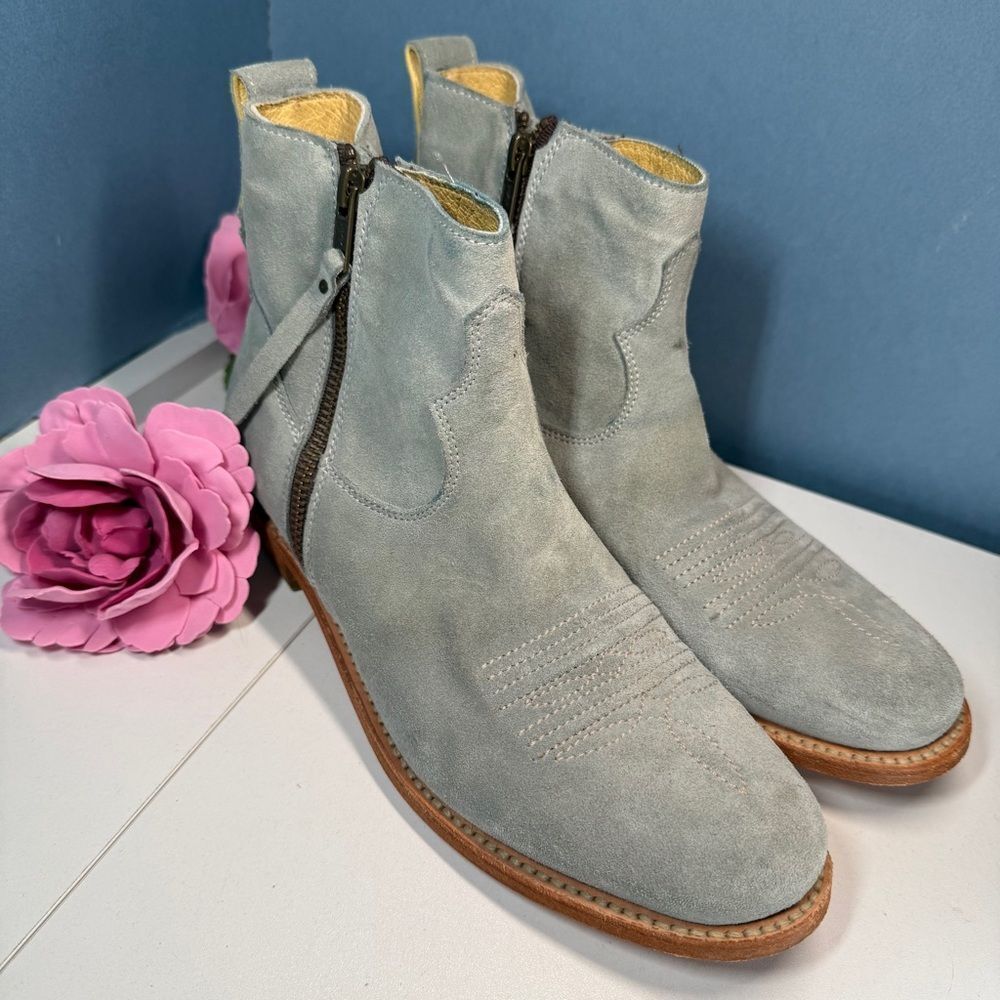 Stylish Blue Suede Booties